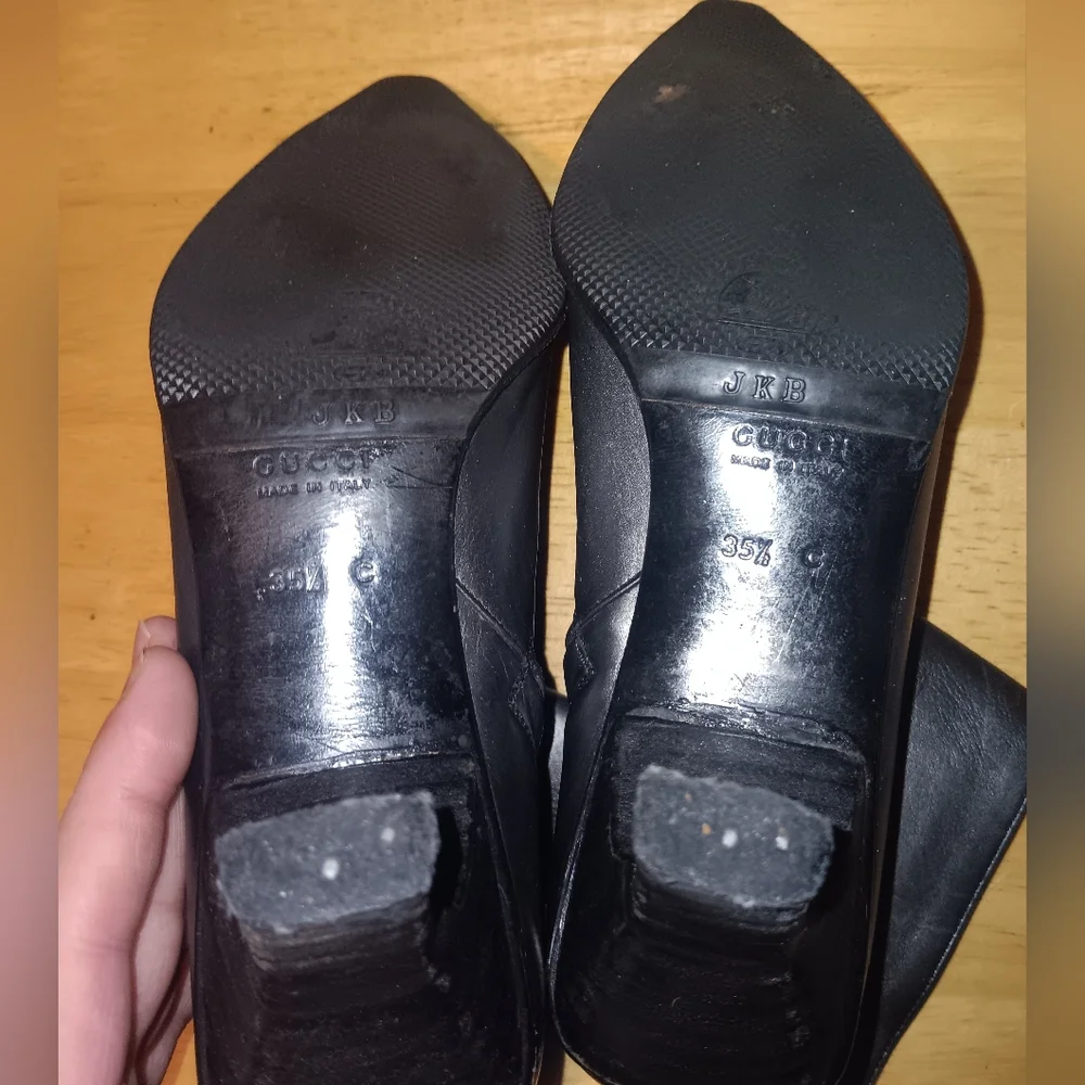 Gucci GG Leather Zip Heeled Ankle Boots Size 35 1/2 - Picture 7 of 7